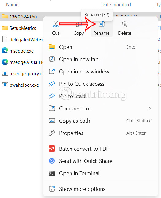 Đổi tên thư mục Microsoft Edge