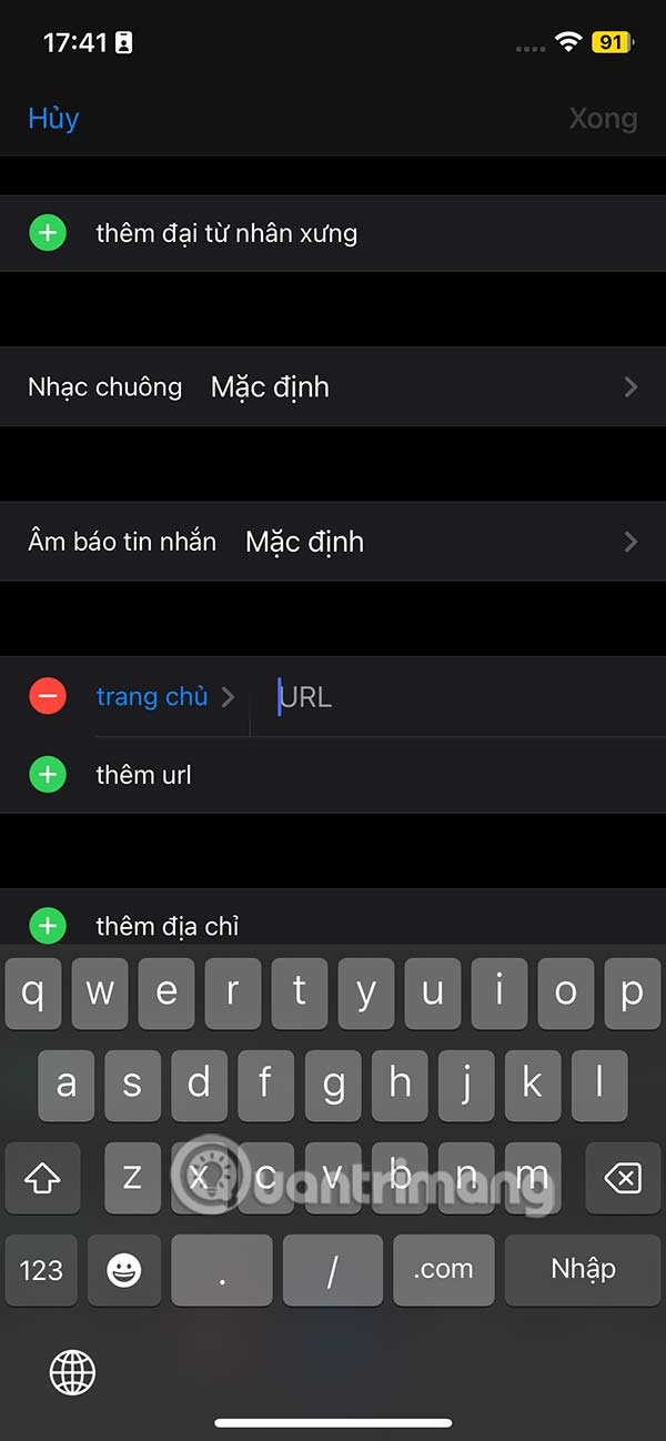 Paste URL muốn thêm