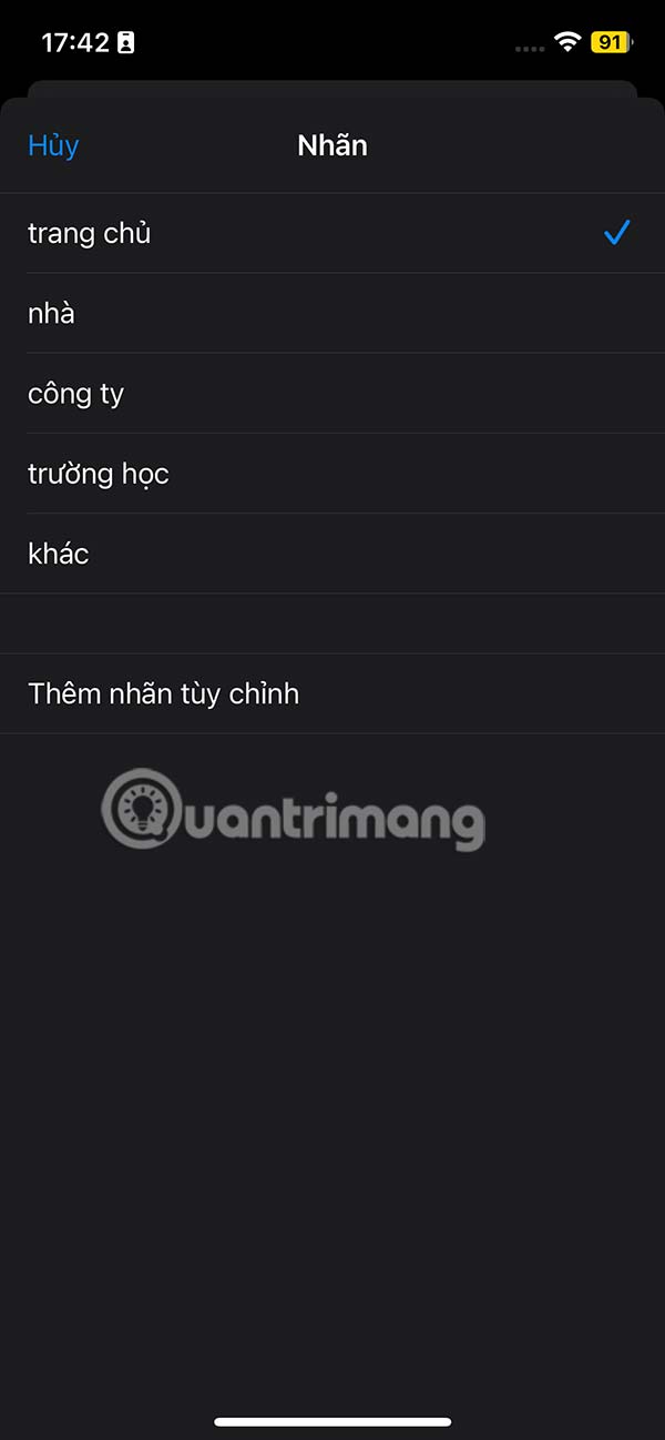 Chỉnh nhãn thông tin