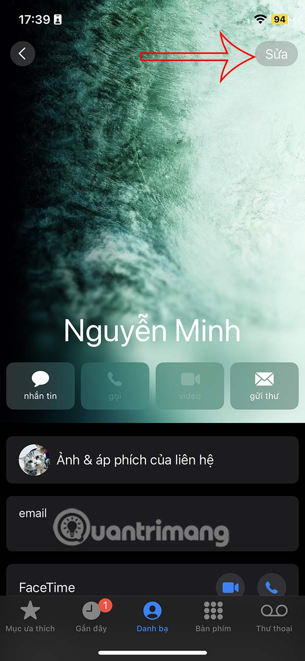 Sửa danh bạ