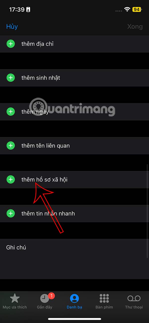 Thêm mạng xã hội