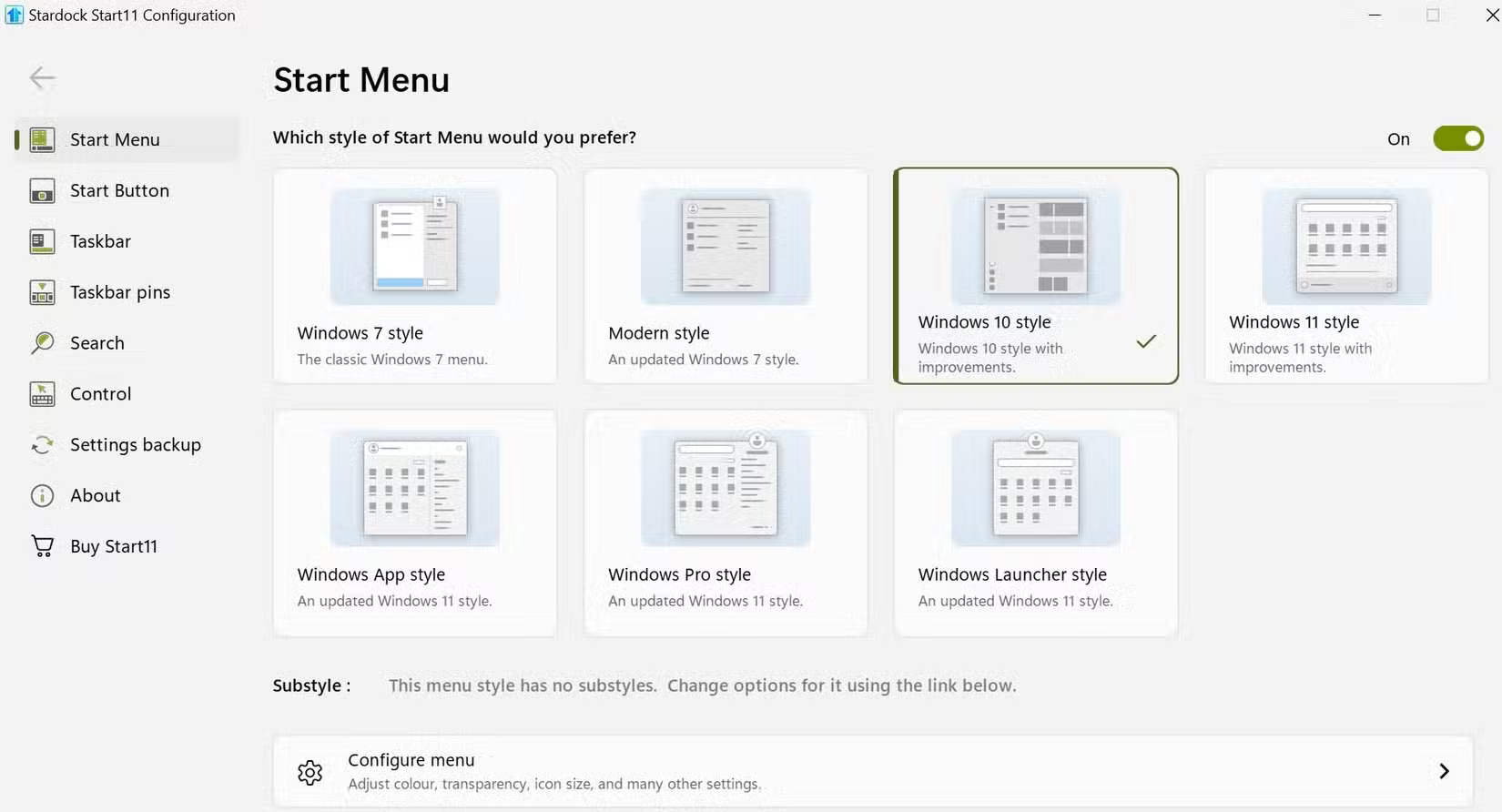 Tùy chỉnh menu Start bằng ứng dụng Start11.
