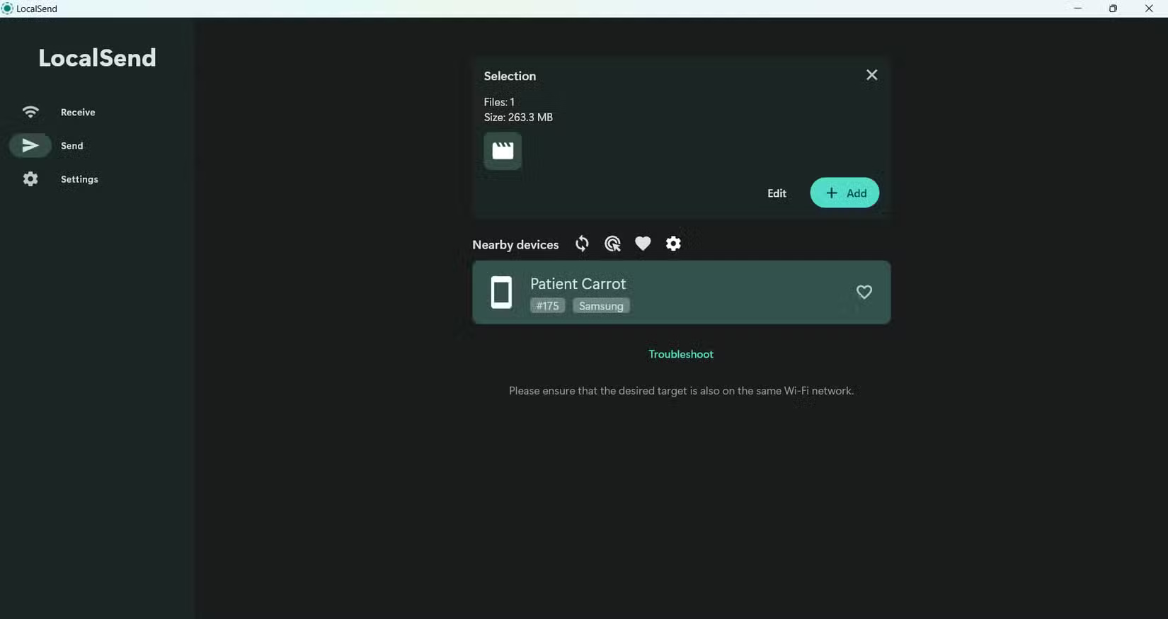 Giao diện desktop LocalSend