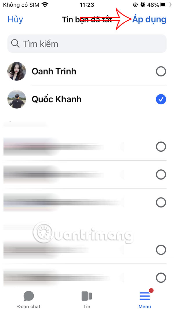 Bỏ chặn Story Messenger