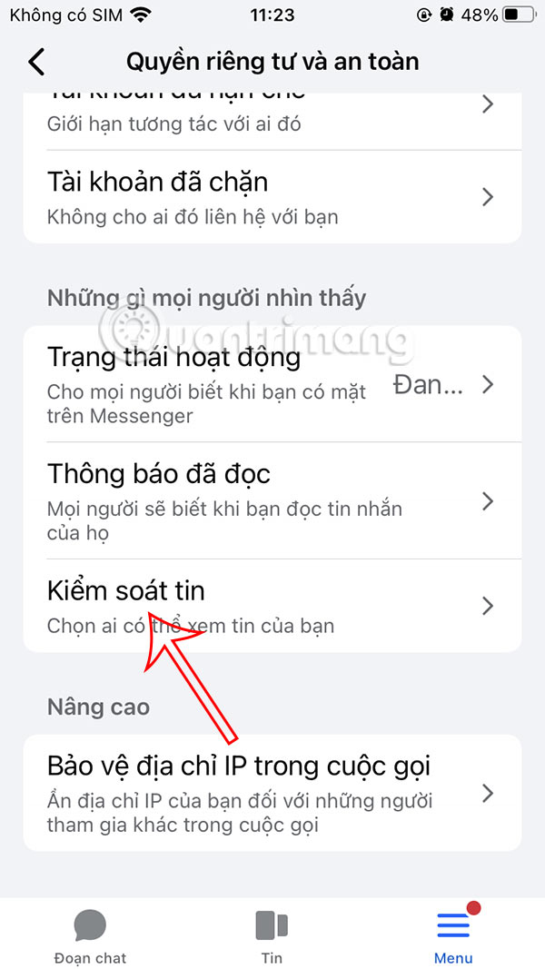 Kiểm soát Story Messenger