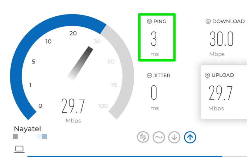 Kiểm tra tốc độ Internet hiển thị ping
