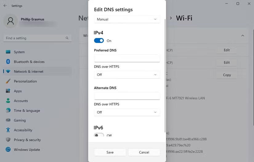 Chỉnh sửa cài đặt DNS