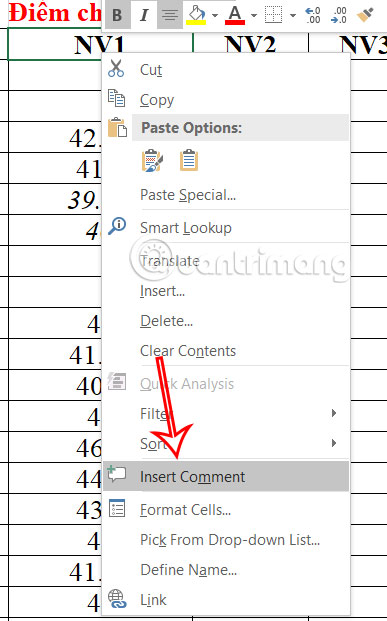 Thêm chú thích vào Excel