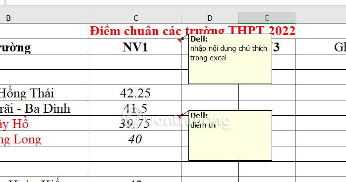Hiển thị tất cả ô chú thích vào Excel
