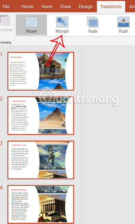 Hiệu ứng Morph cho slide PowerPoint