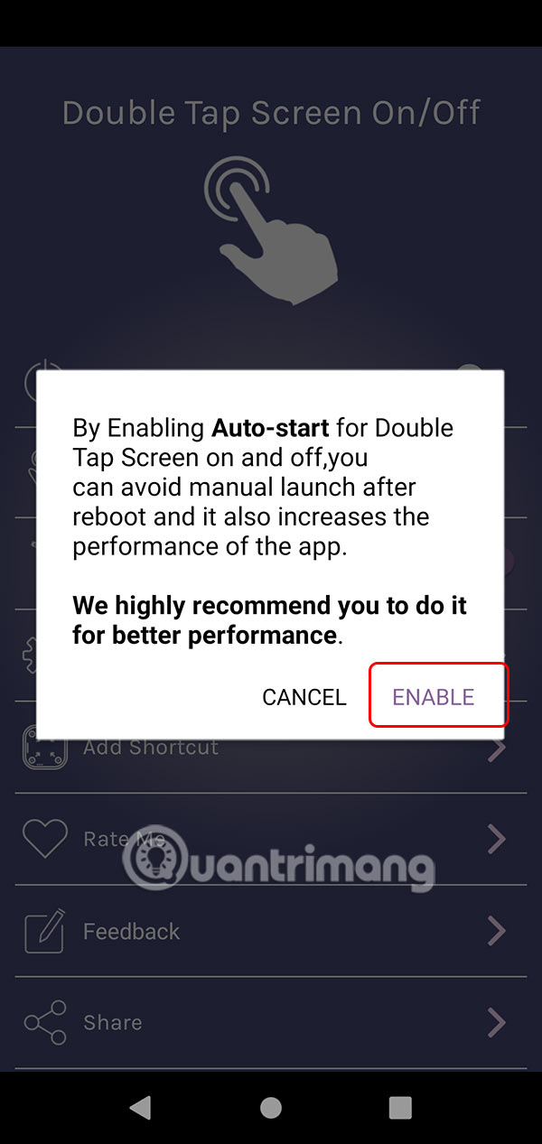 Kích hoạt chế độ trên Double Tap Screen On/Off