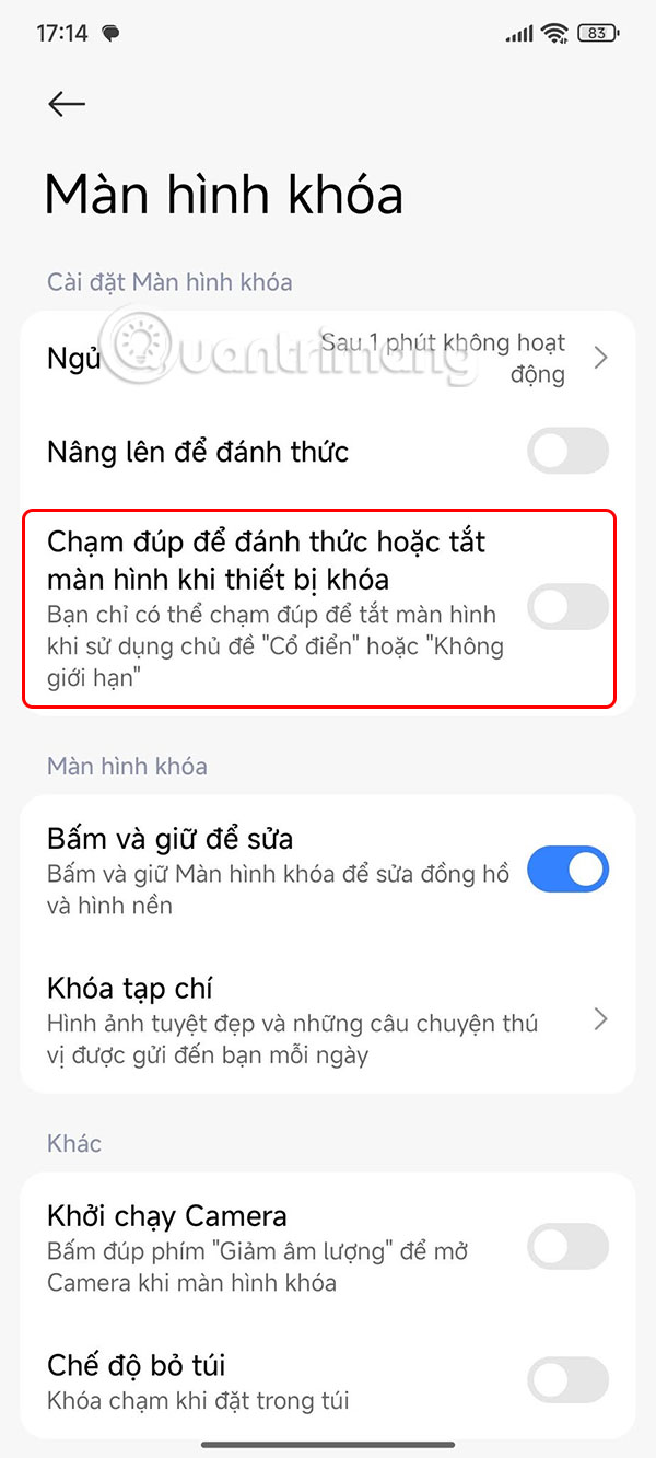 Chạm để tắt màn hình Android
