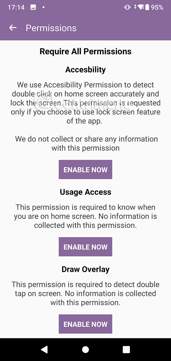 Chấp nhận truy cập của Double Tap Screen On/Off