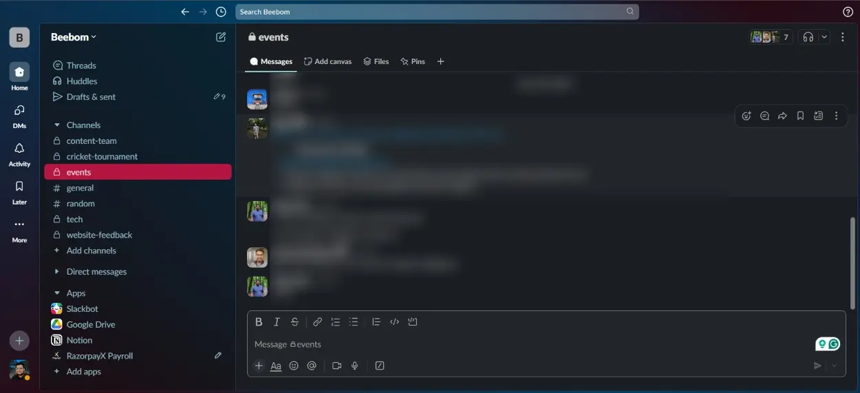 Giao diện Slack