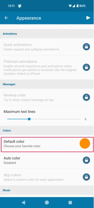 Thay đổi màu Dynamic Island trong ứng dụng Dynamic Spot.