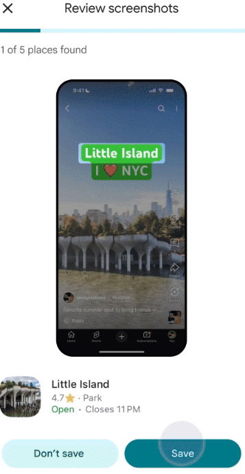 Lưu vị trí từ ảnh chụp màn hình từ Google Maps