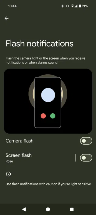 Cài đặt Flash notifications trên điện thoại Android.