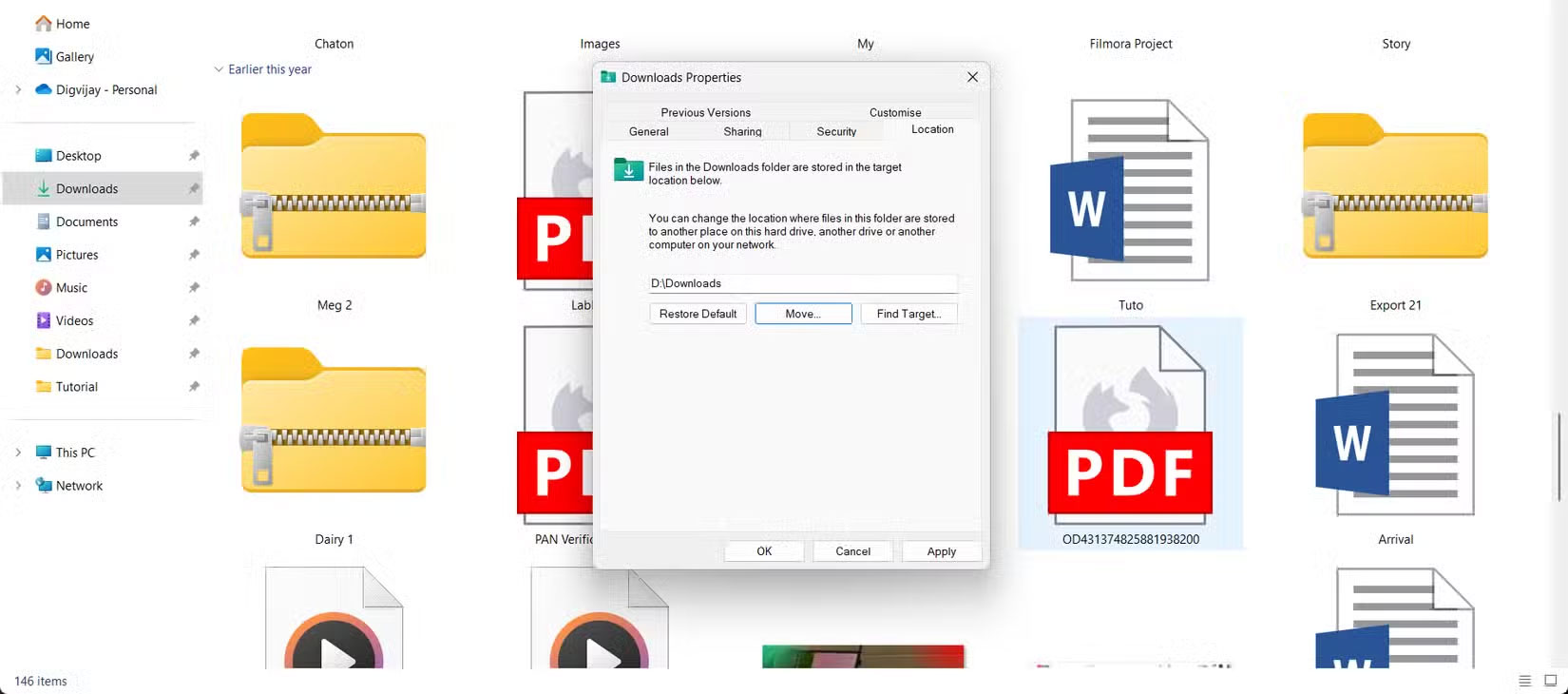 Thay đổi vị trí mặc định cho các file tải xuống trong Windows 11
