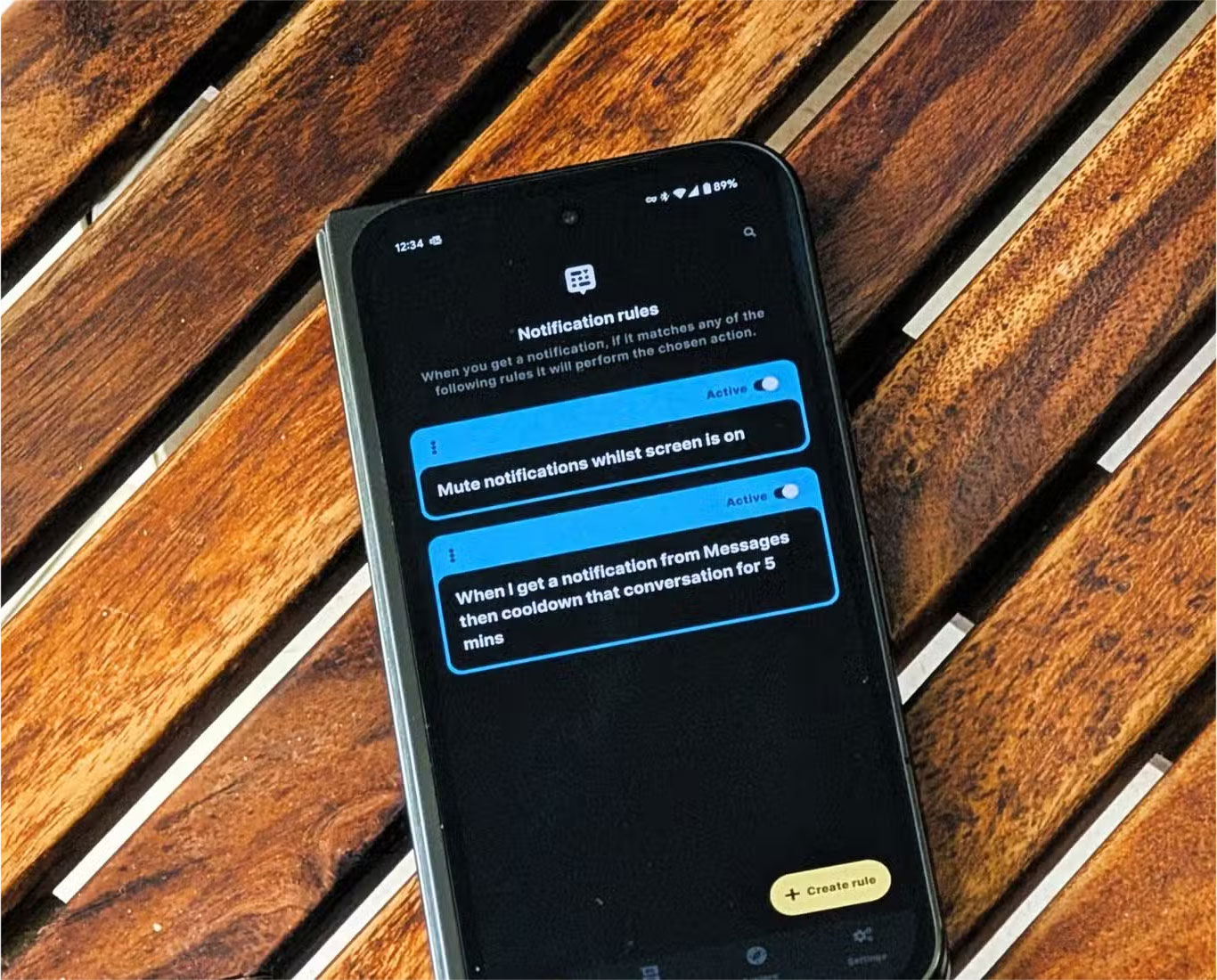 Màn hình chính của ứng dụng BuzzKill trên điện thoại thông minh Android