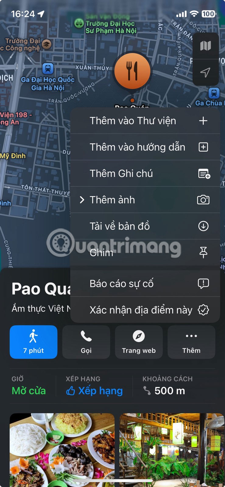 Thêm ghi chú cho vị trí chưa lưu trong Apple Maps.