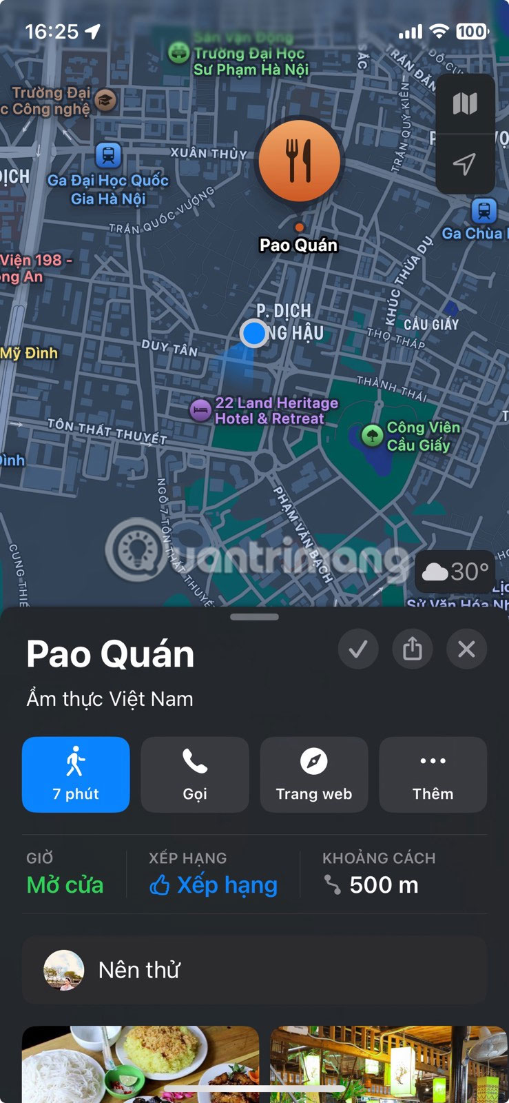 Chế độ xem ghi chú cho vị trí chưa lưu trong Apple Maps.
