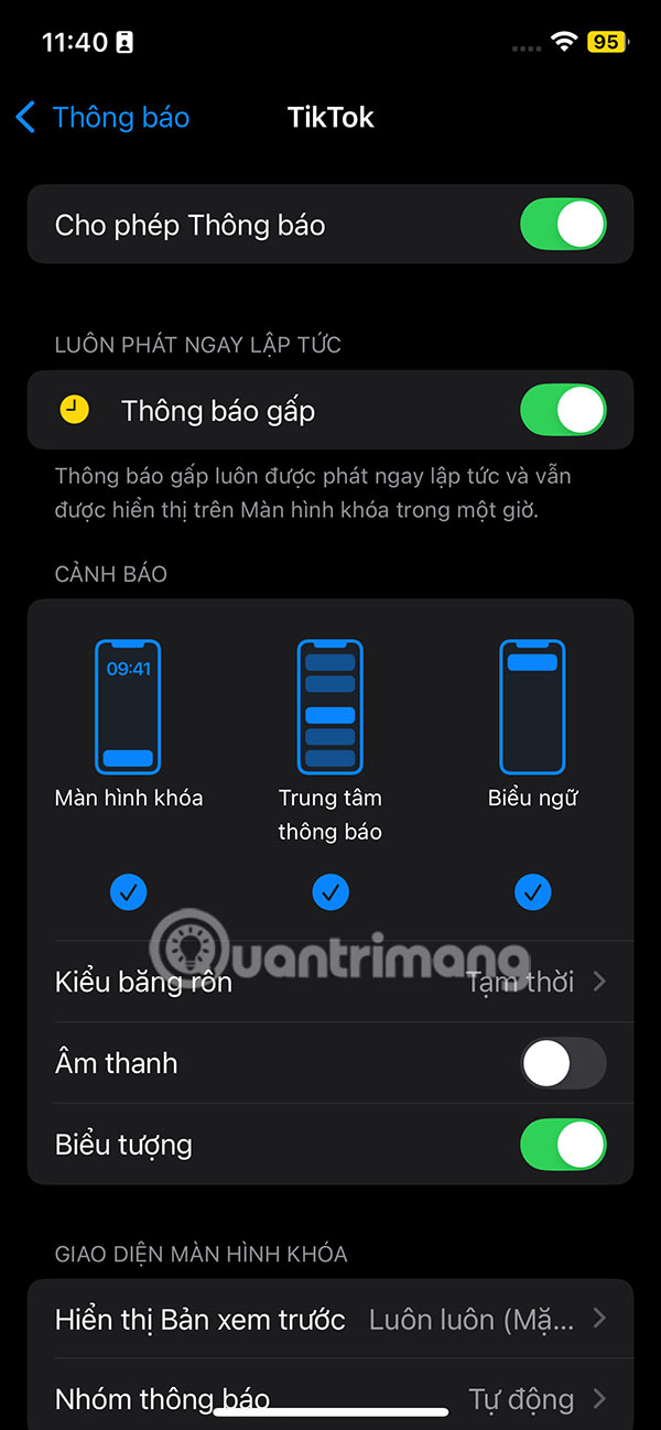 Cài đặt thông báo ứng dụng trên iPhone