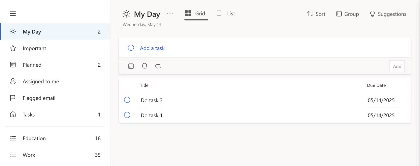 Phần My Day trong To Do