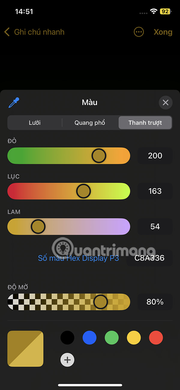 Chọn màu sắc