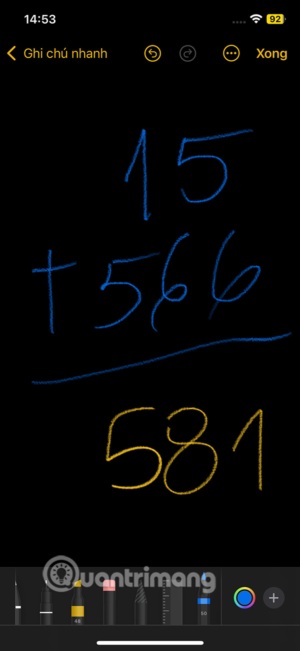 Kết quả biểu thức toán trong Ghi chú 