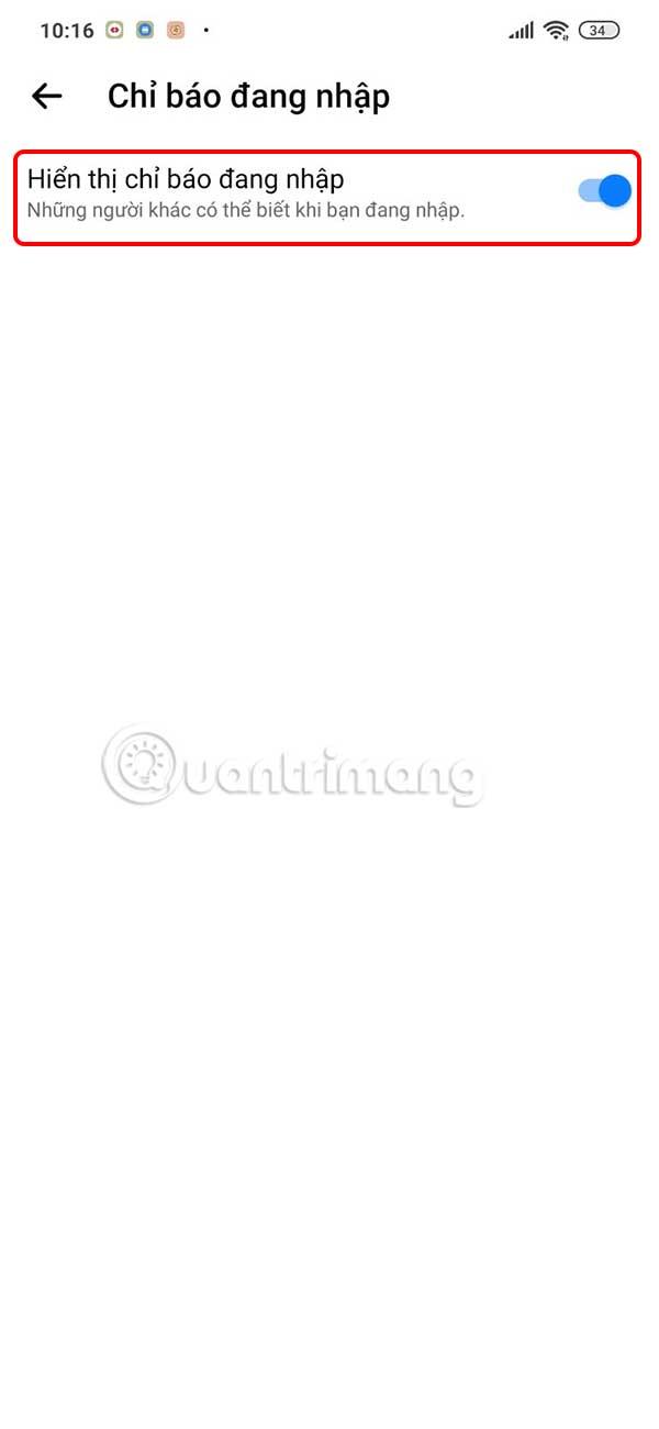 Hiện thông báo nhập tin nhắn Messenger