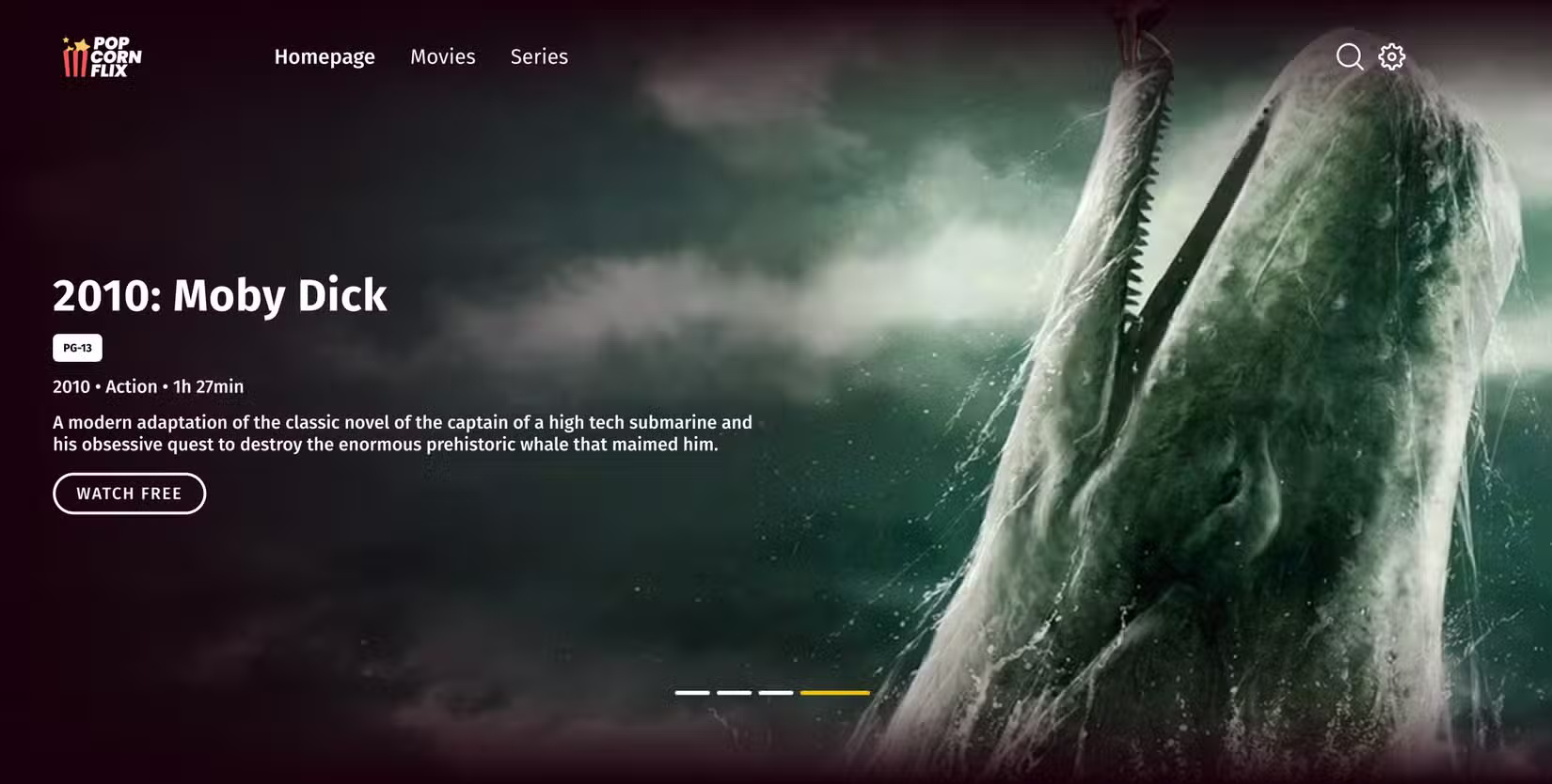Trang chủ Popcornflix với phim Moby Dick