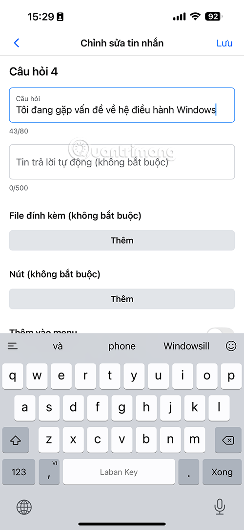 tra loi tu dong facebook