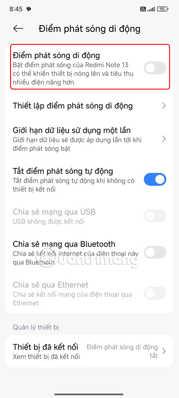 Bật chia sẻ mạng 4G trên Android