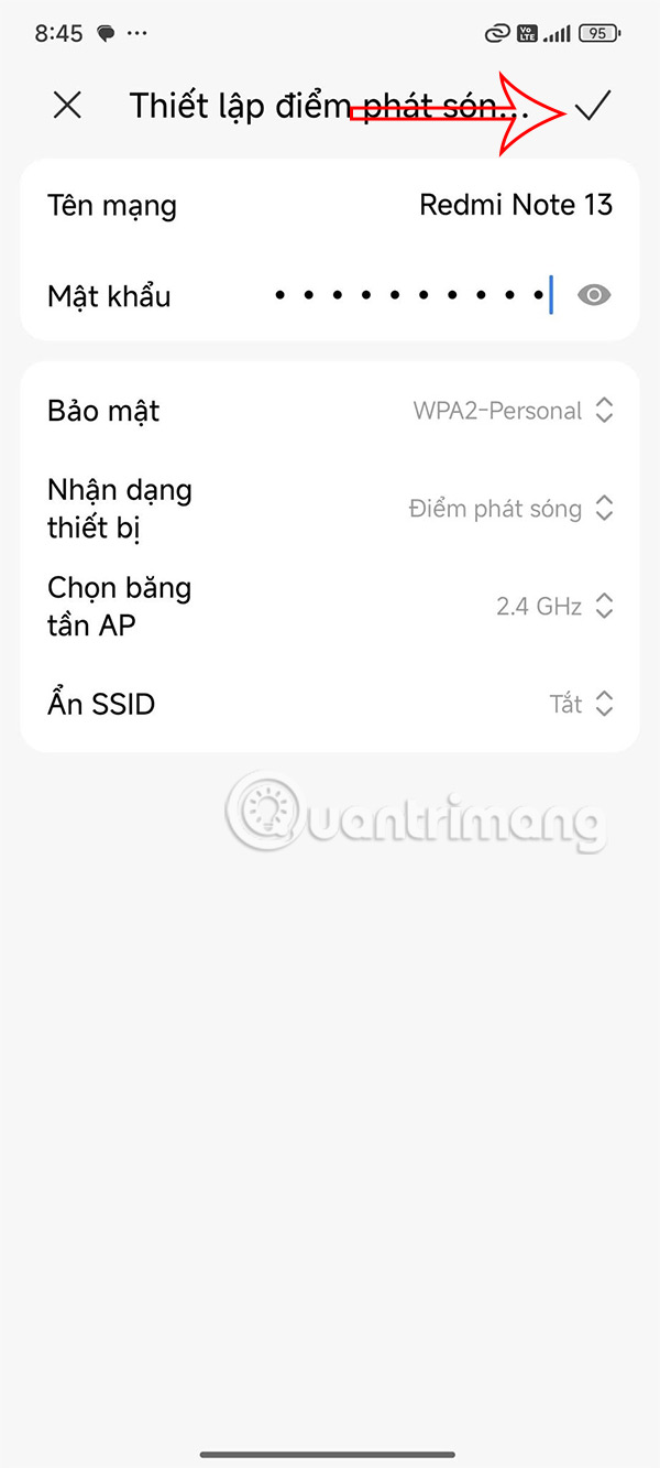 Nhập mật khẩu chia sẻ mạng 4G trên Android