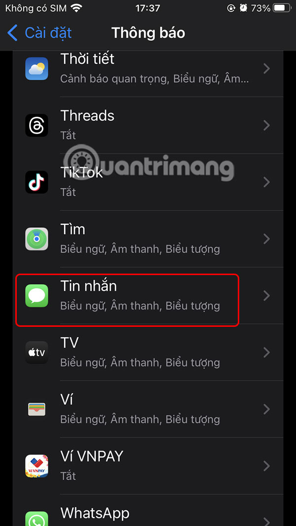 Chỉnh Tin nhắn iPhone