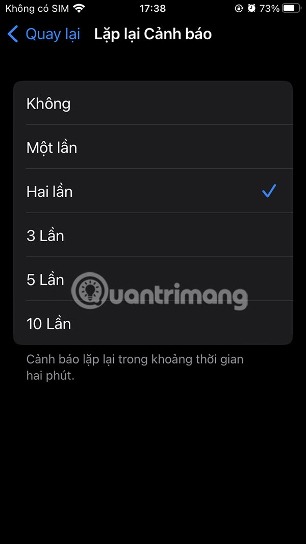 Chỉnh số lần nhắc thông báo