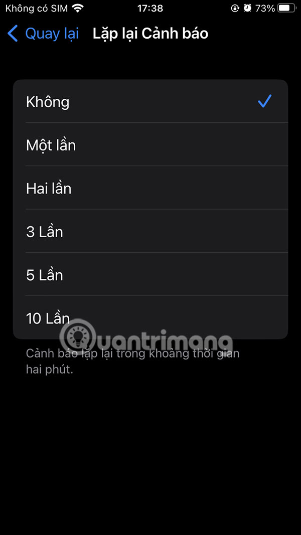 Không nhận nhắc lại tin nhắn iPhone
