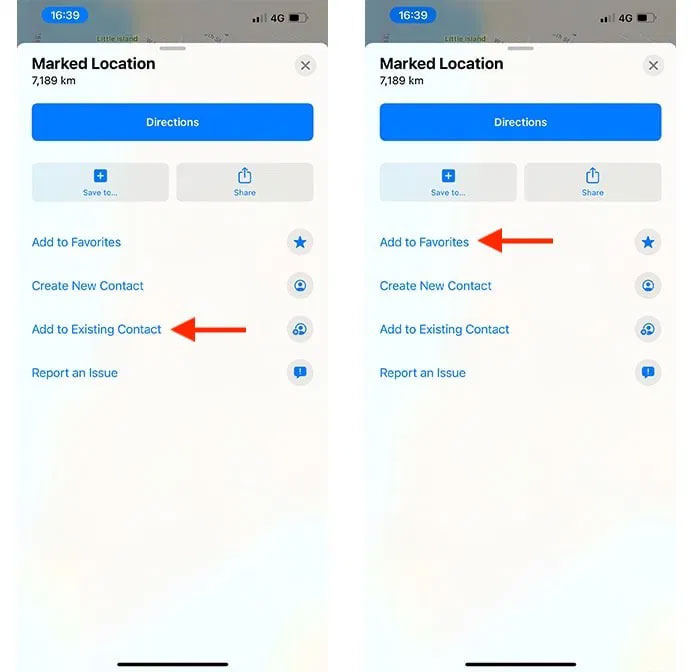 Các hành động bổ sung sau khi thả ghim trong Apple Maps