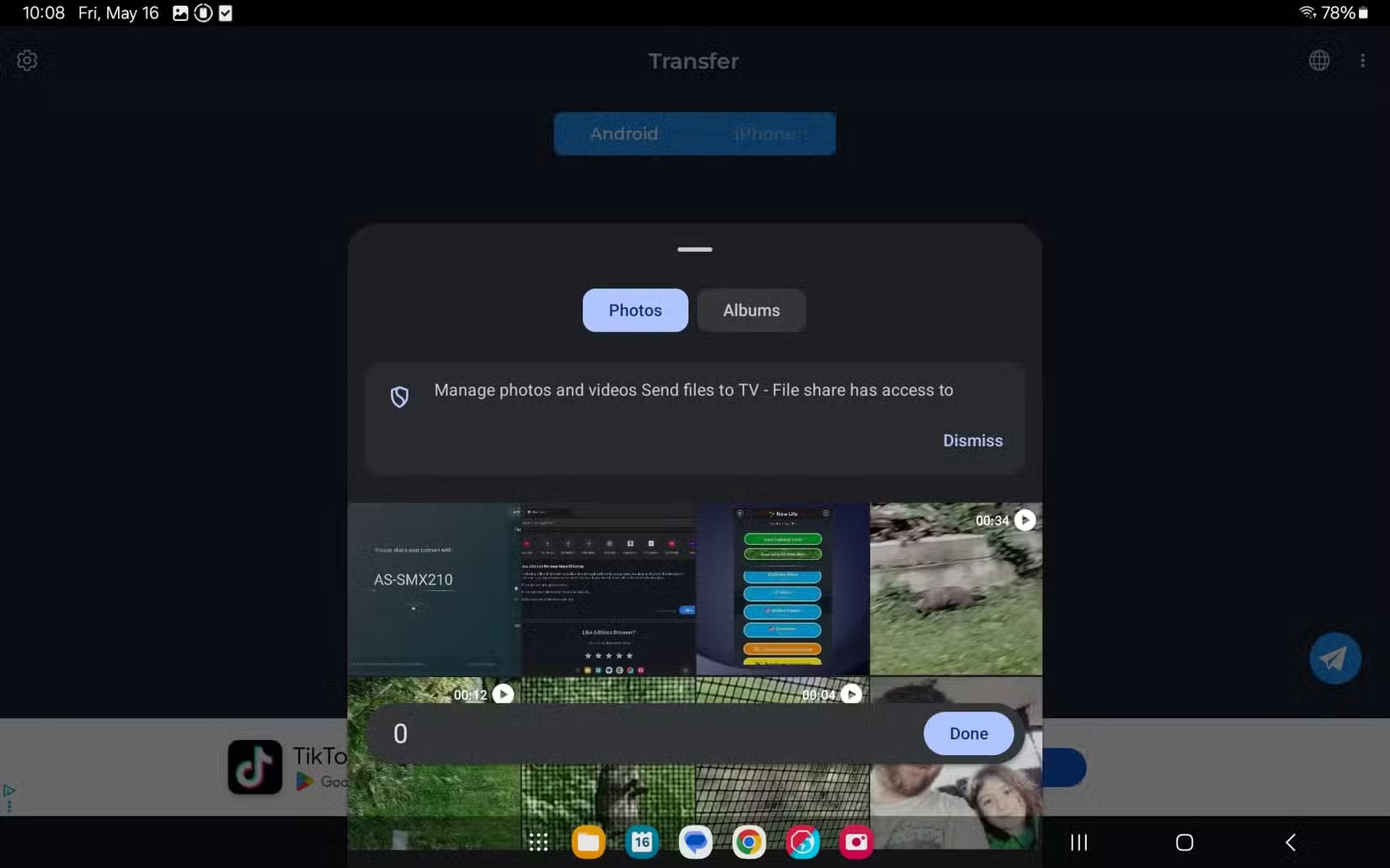 Truy cập album ảnh trên máy tính bảng Samsung thông qua giao diện Send Files to TV