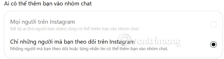 Chặn thêm vào nhóm chat Instagram PC