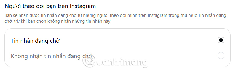 Tin nhắn từ người theo dõi trên Instagram PC