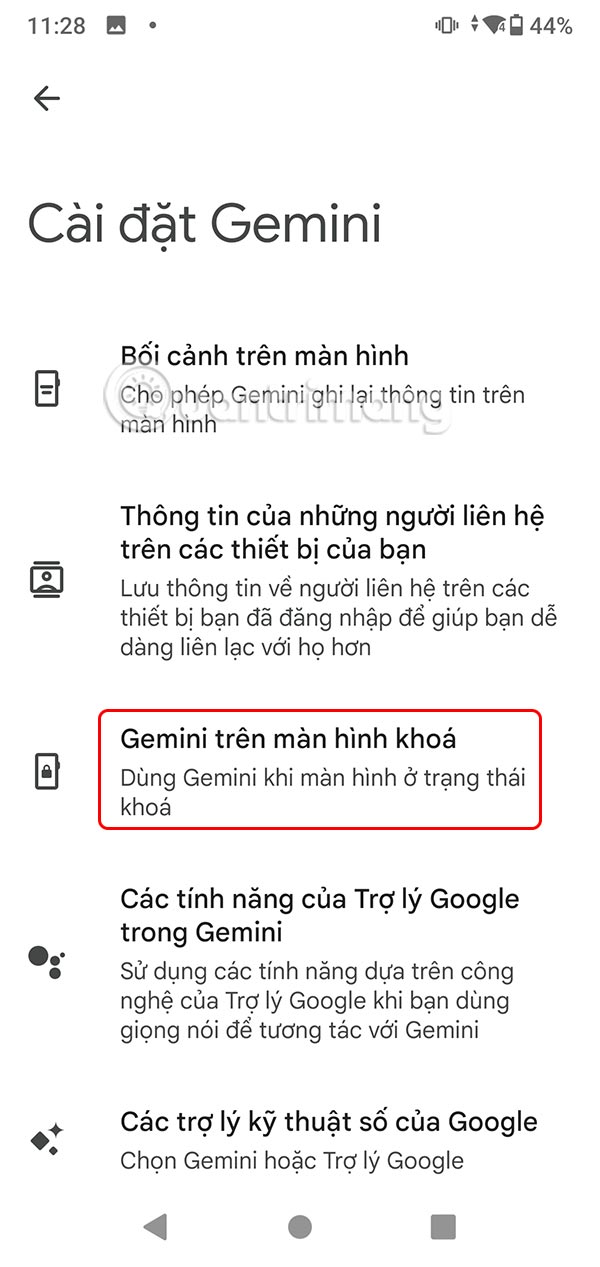 Gemini màn hình khóa