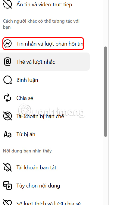 Tin nhắn phản hồi Instagram