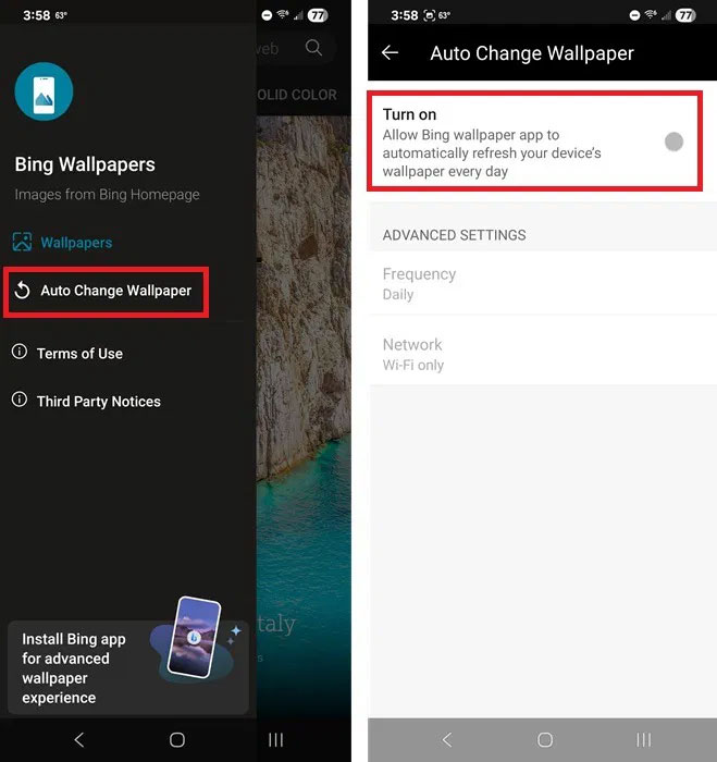 Thêm hình nền từ Bing vào Android.