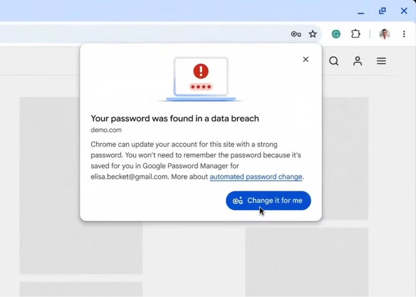 Tính năng thay đổi mật khẩu tự động trong Google Chrome