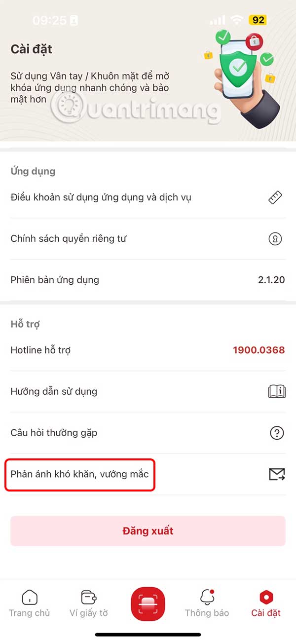 Phản ánh thông tin trên VNeID
