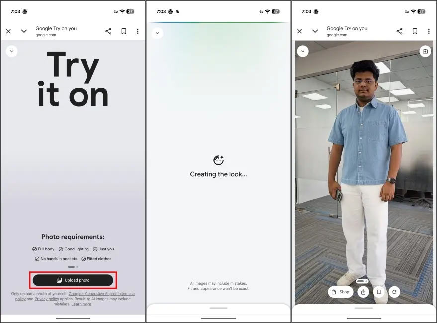 Thử quần áo trên Google AI