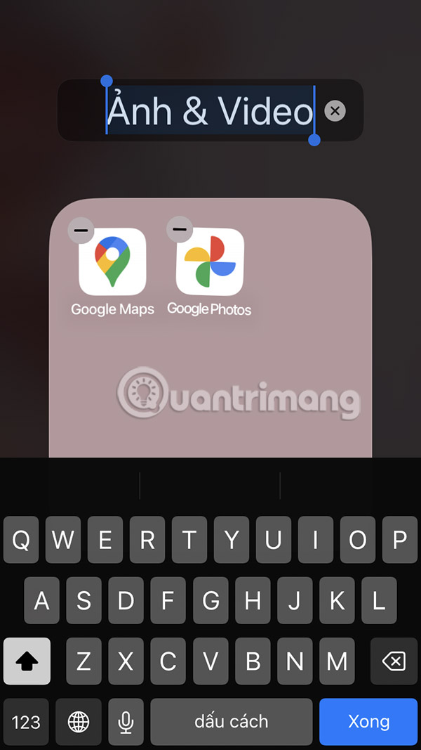 Nhập tên cho thư mục iPhone