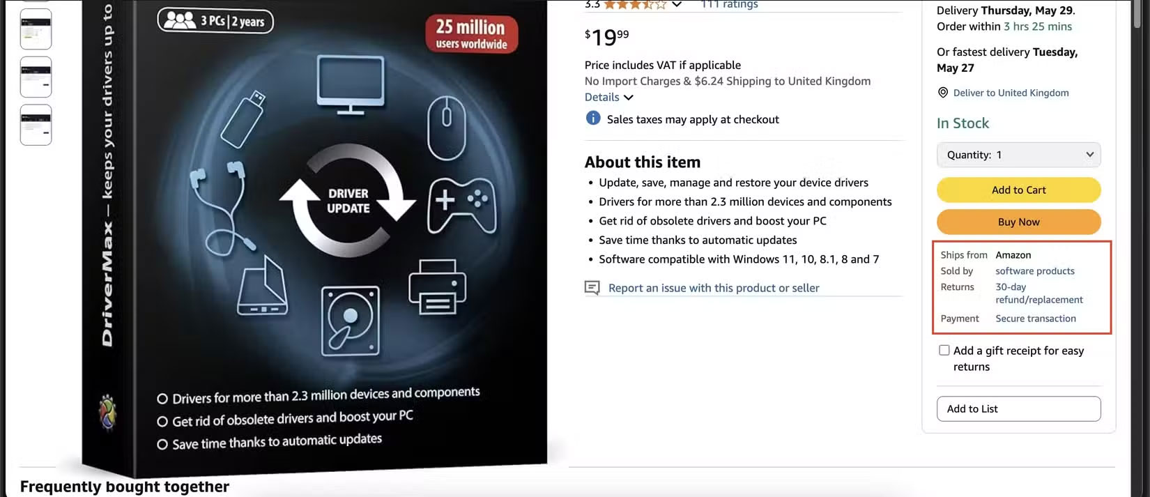Mô tả sản phẩm của Amazon cho phần mềm