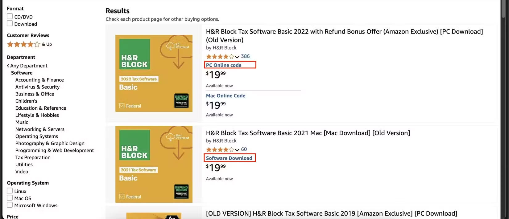 Danh sách phần mềm của Amazon có chế độ giao hàng được đánh dấu